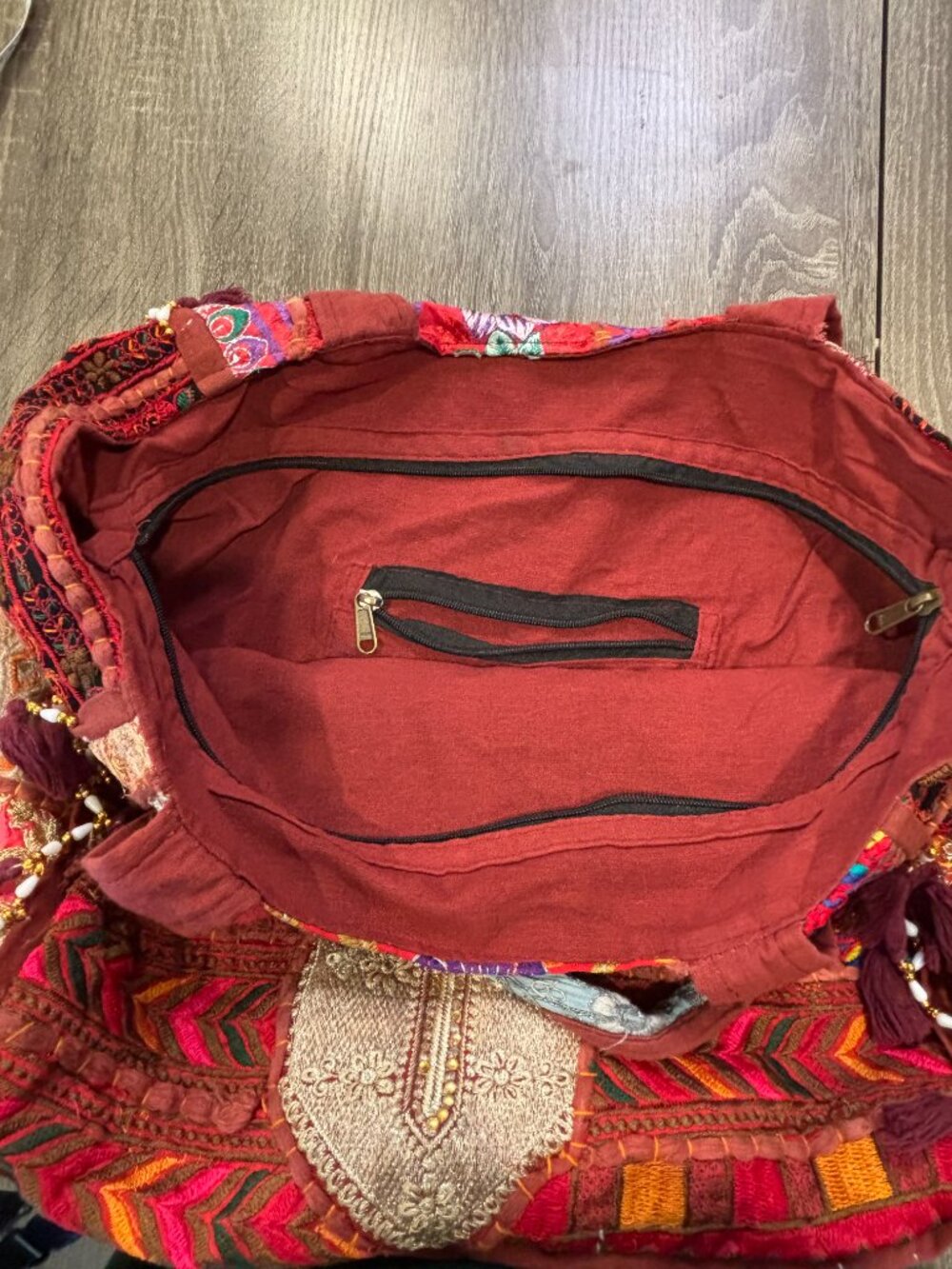 Earthbound Trading Co Handmade Embroidered Boho Patchwork Tote Bag - Picture 5 of 6